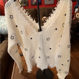White Star Patterned Women's Sweater